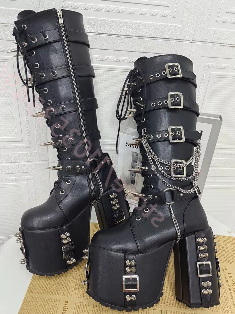 Punk-Style Platform Motorcycle - Street Fashion Y2K recension och pris