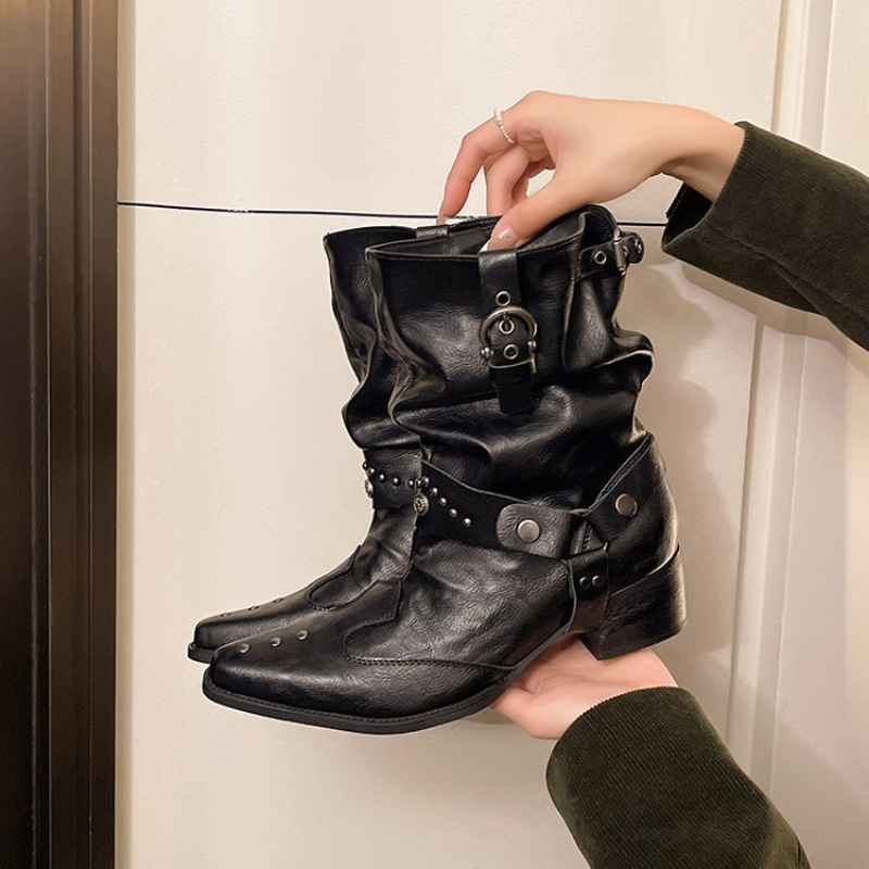 Y2k Motorbike Mid-calf Boots R - Street Fashion Y2K recension och pris