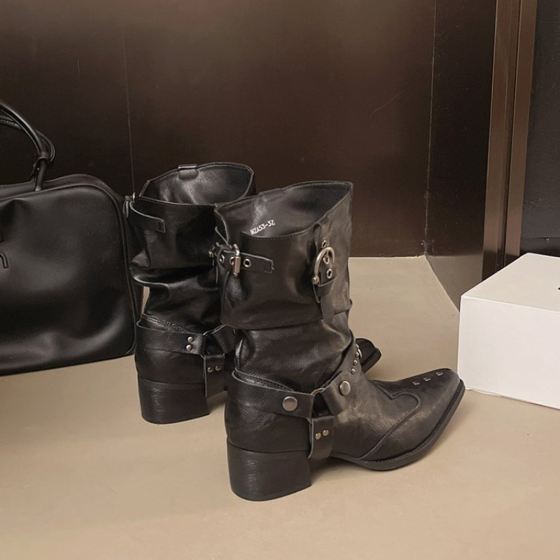 Y2k Motorbike Mid-calf Boots R - Street Fashion Y2K recension och pris